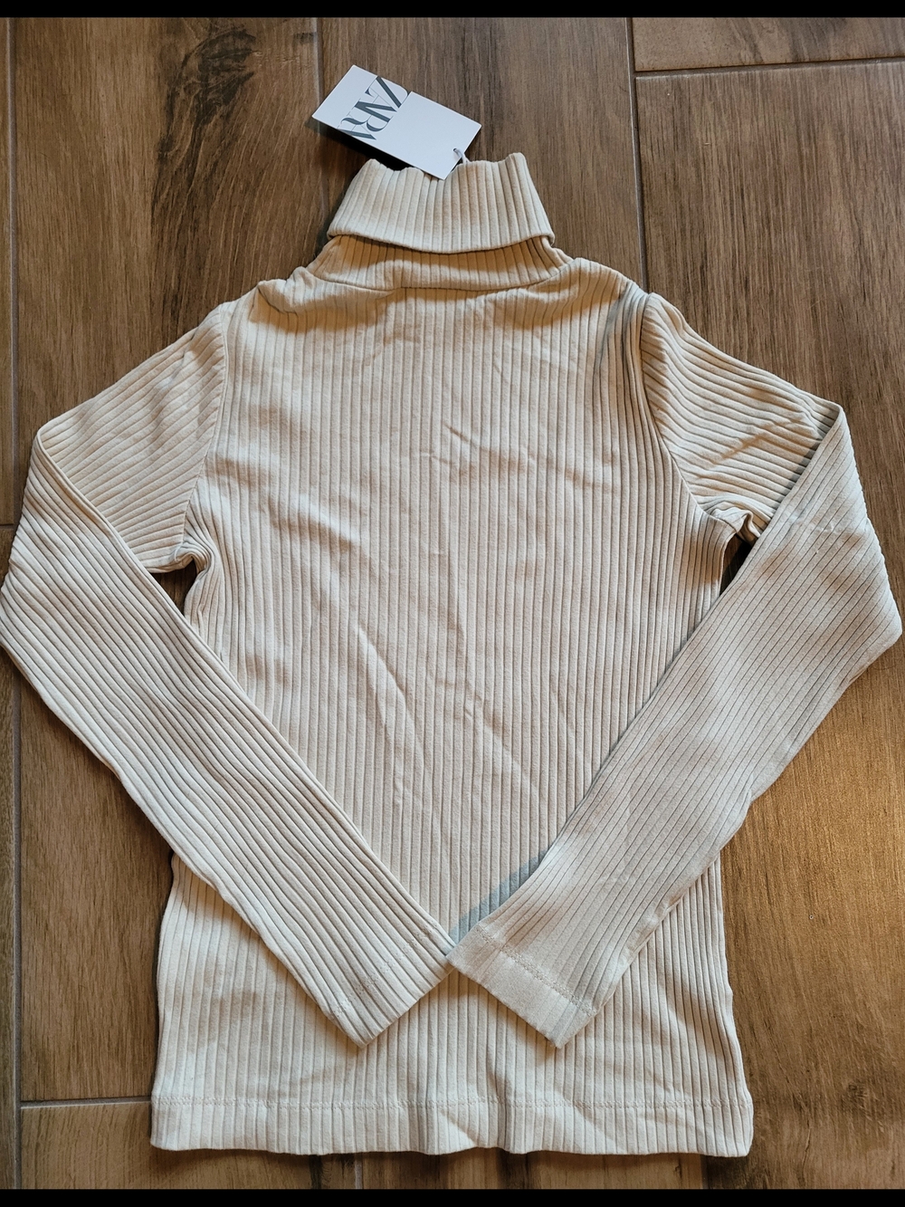 Zara Ribbed Turtleneck Top - Cream